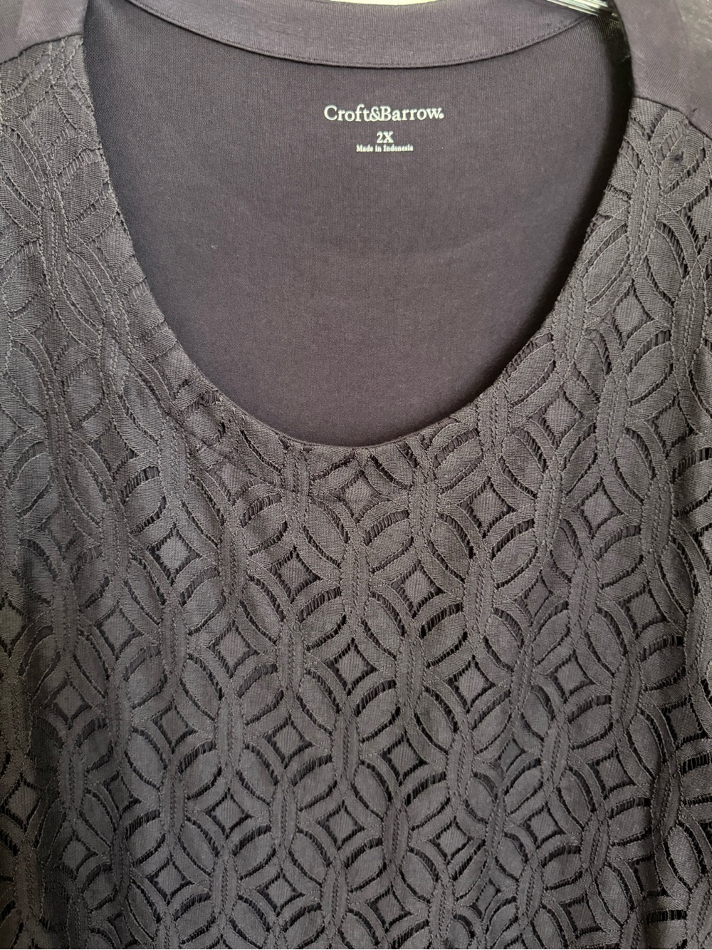 Croft & Barrow Mixed Media Lace
Blouse Plum Purple Plus Size 2X
3/4 Sleeve -NWOT - Picture 2 of 9